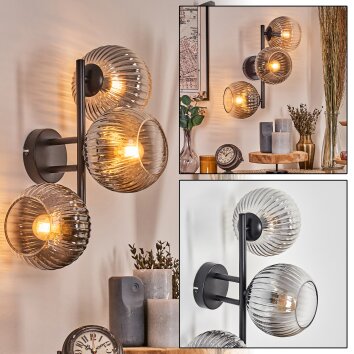 Koyoto Kogellampje, Wandlamp Duidelijk, Rookkleurig, 3-lichts