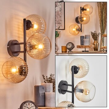 Koyoto Kogellampje, Wandlamp Amber, Duidelijk, 3-lichts