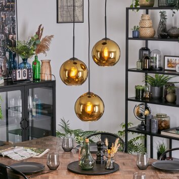 Koyoto Hanglamp, Kogellampje, Cluster hanglamp 30 cm Goud, 3-lichts