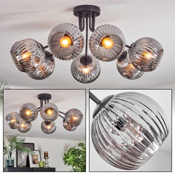 Ripoll Plafondlamp, Kogellampje Rookkleurig, 7-lichts