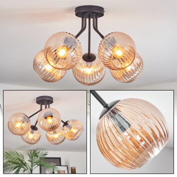 Koyoto Plafondlamp, Kogellampje 52 cm Amber, 5-lichts