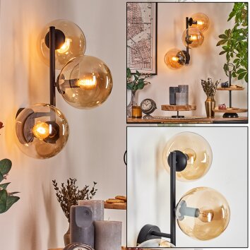 Gastor Kogellampje, Wandlamp Amber, 3-lichts