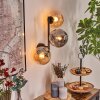 Gastor Kogellampje, Wandlamp Amber, Rookkleurig, 3-lichts