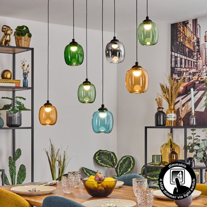 Moyrourkan Hanglamp, Hanglamp, Cluster hanglamp LED Blauw, Groen, Duidelijk, Oranje, Rookkleurig, 1-licht