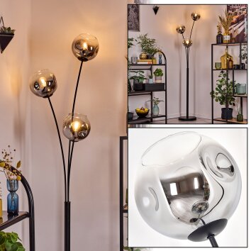 Ripoll Kogellampje, Staande lamp Chroom, Duidelijk, Rookkleurig, 3-lichts