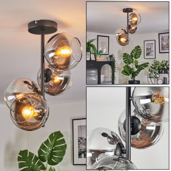 Koyoto Plafondlamp, Kogellampje 32 cm Chroom, Duidelijk, Rookkleurig, 4-lichts