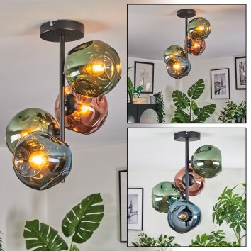 Ripoll Plafondlamp, Kogellampje Blauw, Groen, Koperkleurig, 4-lichts