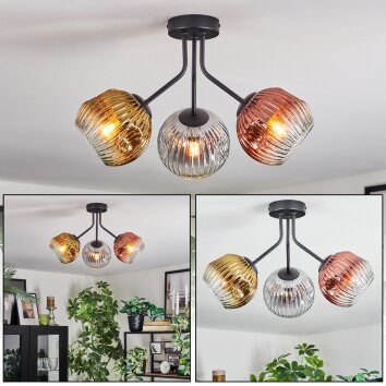 Ripoll Plafondlamp, Kogellampje Goud, Duidelijk, Koperkleurig, Rookkleurig, 3-lichts