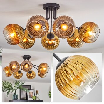 Koyoto Plafondlamp, Kogellampje 82 cm Goud, Duidelijk, 7-lichts