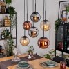 Gastor Hanglamp, Kogellampje, Hanglamp Amber, Chroom, Koperkleurig, Rookkleurig, 6-lichts