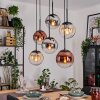 Gastor Hanglamp, Kogellampje, Hanglamp Amber, Chroom, Duidelijk, Koperkleurig, Rookkleurig, 6-lichts