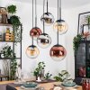 Gastor Hanglamp, Kogellampje, Hanglamp Amber, Chroom, Duidelijk, Koperkleurig, Rookkleurig, 6-lichts