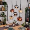 Gastor Hanglamp, Kogellampje, Hanglamp Amber, Chroom, Duidelijk, Koperkleurig, Rookkleurig, 6-lichts