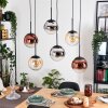 Gastor Hanglamp, Kogellampje, Hanglamp Amber, Chroom, Duidelijk, Koperkleurig, Rookkleurig, 6-lichts