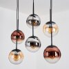 Gastor Hanglamp, Kogellampje, Hanglamp Amber, Chroom, Duidelijk, Koperkleurig, Rookkleurig, 6-lichts