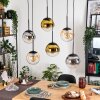 Gastor Hanglamp, Kogellampje, Hanglamp Amber, Goud, Duidelijk, Rookkleurig, 6-lichts