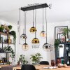 Gastor Hanglamp, Kogellampje, Hanglamp Amber, Goud, Duidelijk, Rookkleurig, 6-lichts
