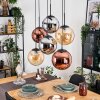 Gastor Hanglamp, Kogellampje, Hanglamp Amber, Chroom, Koperkleurig, Rookkleurig, 6-lichts