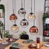 Gastor Hanglamp, Kogellampje, Hanglamp Amber, Chroom, Duidelijk, Koperkleurig, Rookkleurig, 6-lichts