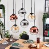 Gastor Hanglamp, Kogellampje, Hanglamp Amber, Chroom, Duidelijk, Koperkleurig, Rookkleurig, 6-lichts