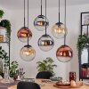 Gastor Hanglamp, Kogellampje, Hanglamp Amber, Chroom, Duidelijk, Koperkleurig, Rookkleurig, 6-lichts