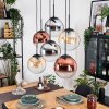 Gastor Hanglamp, Kogellampje, Hanglamp Amber, Chroom, Duidelijk, Koperkleurig, Rookkleurig, 6-lichts