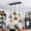 Gastor Hanglamp, Kogellampje, Hanglamp Amber, Goud, Duidelijk, Rookkleurig, 6-lichts