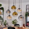 Gastor Hanglamp, Kogellampje, Hanglamp Amber, Goud, Duidelijk, Rookkleurig, 6-lichts