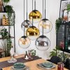 Gastor Hanglamp, Kogellampje, Hanglamp Amber, Goud, Duidelijk, Rookkleurig, 6-lichts