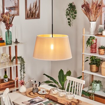 Bassagoda Hanglamp, Hanglamp Beige, Wit, 1-licht