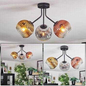 Koyoto Plafondlamp, Kogellampje 42 cm Chroom, Goud, Duidelijk, Koperkleurig, Rookkleurig, 3-lichts