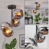 Koyoto Plafondlamp, Kogellampje 32 cm Chroom, Rookkleurig, 4-lichts