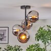 Koyoto Plafondlamp, Kogellampje 32 cm Chroom, Rookkleurig, 4-lichts