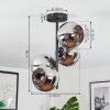Koyoto Plafondlamp, Kogellampje 32 cm Chroom, Rookkleurig, 4-lichts