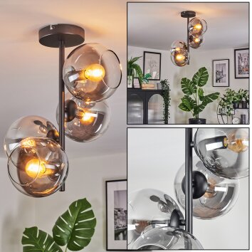 Koyoto Plafondlamp, Kogellampje 32 cm Duidelijk, Rookkleurig, 4-lichts