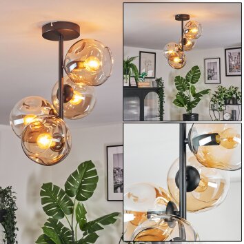Ripoll Plafondlamp, Kogellampje Amber, Duidelijk, 4-lichts