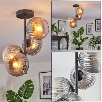Koyoto Plafondlamp, Kogellampje 32 cm Duidelijk, Rookkleurig, 4-lichts