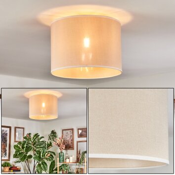 Bassagoda Plafondlamp Beige, Wit, 1-licht
