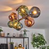 Ripoll Plafondlamp, Kogellampje Blauw, Groen, Koperkleurig, 8-lichts