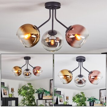 Koyoto Plafondlamp, Kogellampje 42 cm Chroom, Goud, Duidelijk, Koperkleurig, Rookkleurig, 3-lichts
