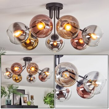 Koyoto Plafondlamp, Kogellampje 82 cm Chroom, Goud, Duidelijk, Koperkleurig, Rookkleurig, 7-lichts
