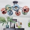 Ripoll Plafondlamp, Kogellampje Blauw, Groen, Koperkleurig, 7-lichts