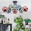 Ripoll Plafondlamp, Kogellampje Blauw, Groen, Koperkleurig, 7-lichts