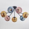 Koyoto Plafondlamp, Kogellampje 82 cm Blauw, Goud, Koperkleurig, 7-lichts