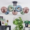 Koyoto Plafondlamp, Kogellampje 82 cm Blauw, Groen, Koperkleurig, 7-lichts
