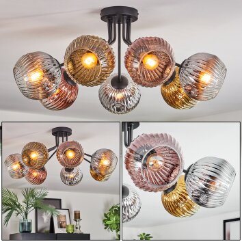 Ripoll Plafondlamp, Kogellampje Chroom, Goud, Duidelijk, Koperkleurig, Rookkleurig, 7-lichts