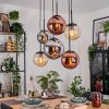 Gastor Hanglamp, Kogellampje, Hanglamp Amber, Chroom, Koperkleurig, Rookkleurig, 6-lichts
