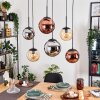 Gastor Hanglamp, Kogellampje, Hanglamp Amber, Chroom, Koperkleurig, Rookkleurig, 6-lichts