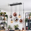 Gastor Hanglamp, Kogellampje, Hanglamp Amber, Chroom, Koperkleurig, Rookkleurig, 6-lichts