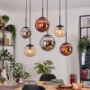 Gastor Hanglamp, Kogellampje, Hanglamp Amber, Chroom, Koperkleurig, Rookkleurig, 6-lichts